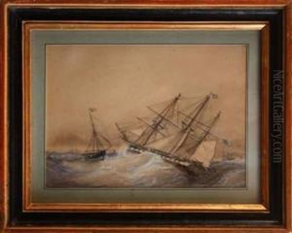 Marine Par Gros Temps Oil Painting by Jean Baptiste Henri Durand-Brager