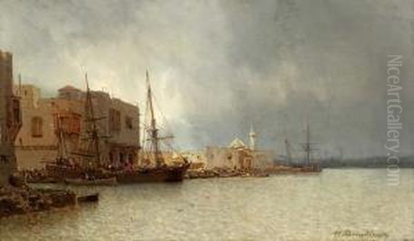 Hafenansicht Von Istanbul Oil Painting by Jean Baptiste Henri Durand-Brager