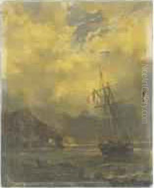 Marine Oil Painting by Jean Baptiste Henri Durand-Brager