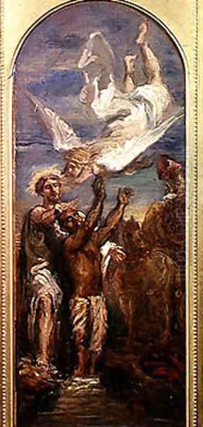 Study for St. Philip Baptising the Eunuch of the Queen of Ethiopia Oil Painting by Theodore Chasseriau