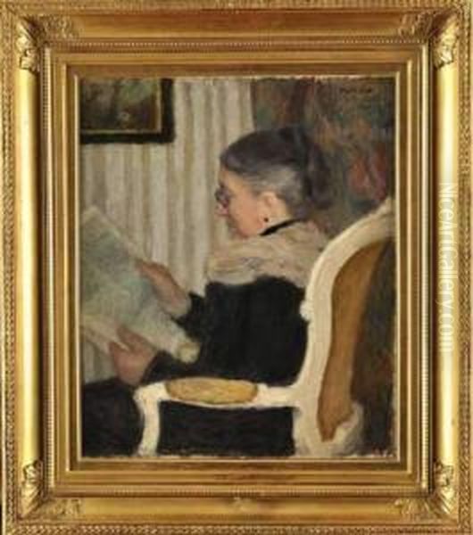 La Lecture Au Salon Oil Painting by Eugene Antoine Durenne