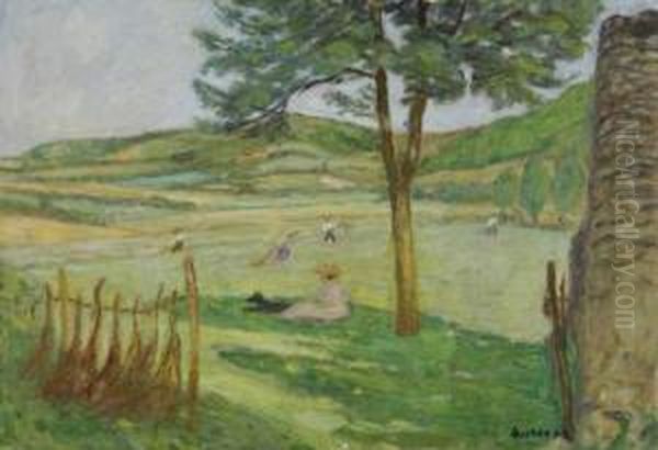  La Fenaison, 1942 (dourzac - Tarn)  Oil Painting by Eugene Antoine Durenne