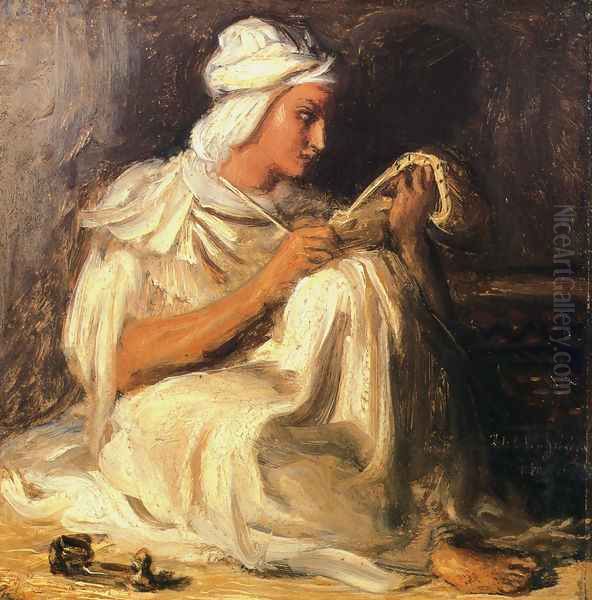 Young Teleb Seated Oil Painting by Theodore Chasseriau