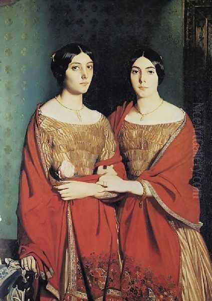 The Artist's Sisters 1843 Oil Painting by Theodore Chasseriau