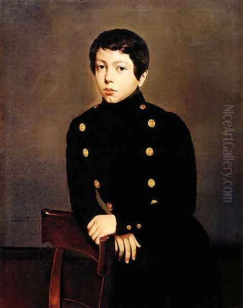 Portrait of Ernest Chasseriau, The Painter's Brother in the Uniform of the Ecole Navale in Brest about the Age of 13 Oil Painting by Theodore Chasseriau