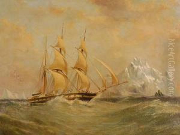 3 Masted Sailing Ship Passing An Iceberg In The Arctic Oil Painting by Thomas Goldsworth Dutton