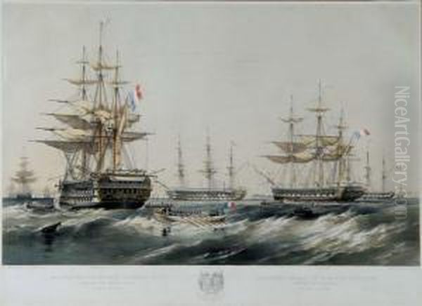 English And French Fleets In The Baltic Oil Painting by Thomas Goldsworth Dutton