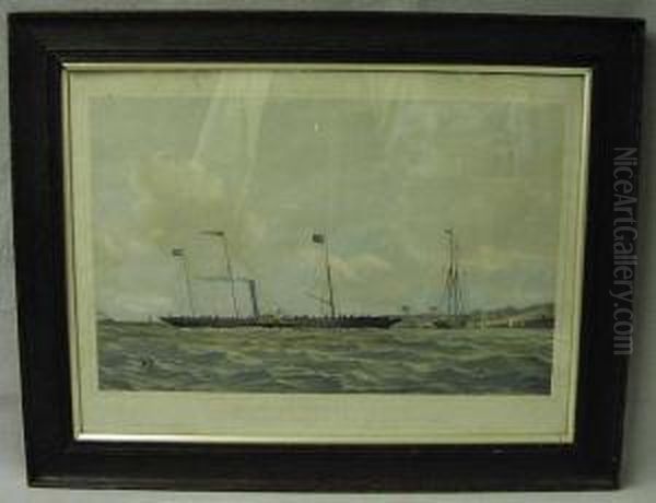 The Royal Mail Packet Boat 'her Majesty' Off Ryde Oil Painting by Thomas Goldsworth Dutton