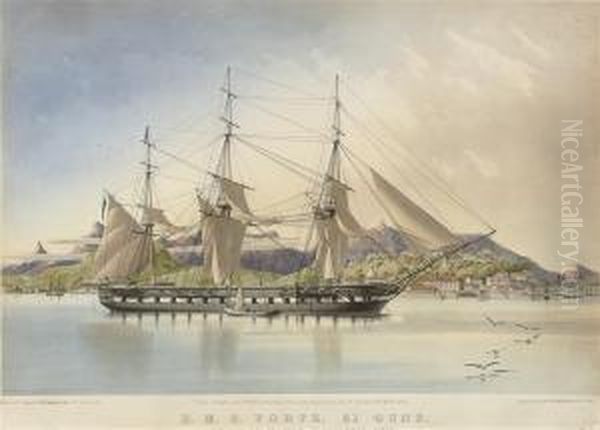 H.m.s. Forte, 51 Guns, At Rio De Janeiro 1st December 1861 Oil Painting by Thomas Goldsworth Dutton