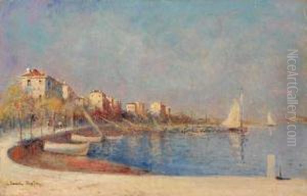 Golfe Juan, Le Port Oil Painting by Leon Duval-Gozlan