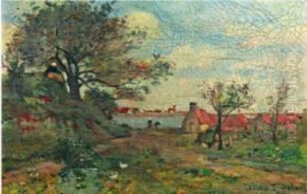 Lavandieres Pres D'une Ferme Oil Painting by Leon Duval-Gozlan