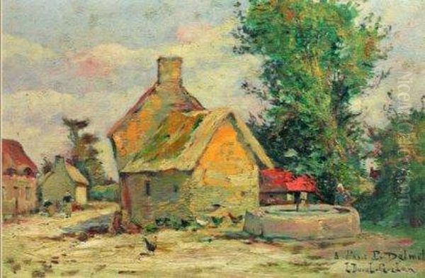 Cour De Ferme Au Puits Oil Painting by Leon Duval-Gozlan