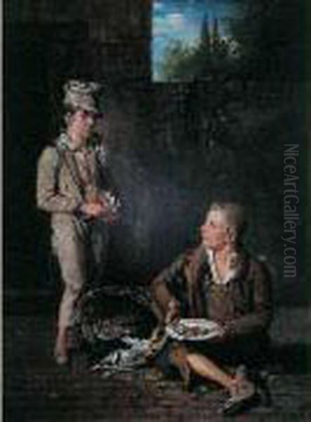 Le Repas Frugal, 1817 Oil Painting by Pierre Duval-Lecamus