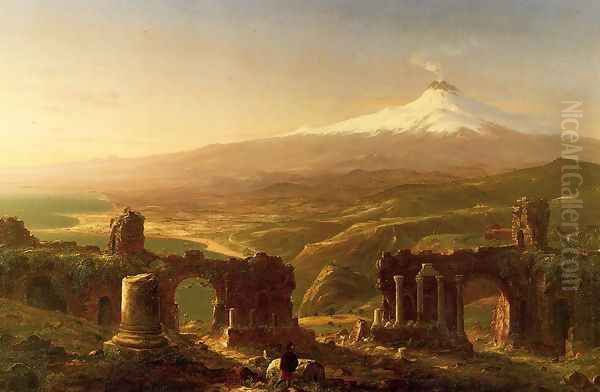 Mount Etna from Taormina Oil Painting by Thomas Cole