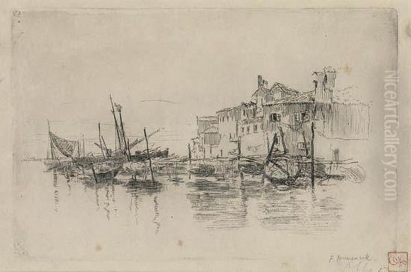 Fishing Quarter, Venice Oil Painting by Frank Duveneck