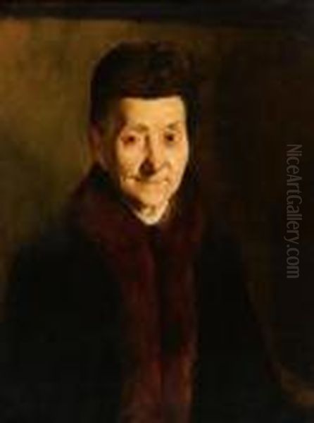 Portrait Of An Old Lady Oil Painting by Frank Duveneck