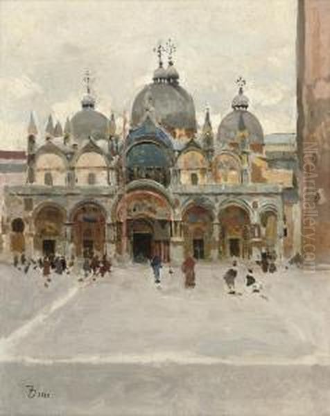 The Basilica Di San Marco, Venice Oil Painting by Frank Duveneck