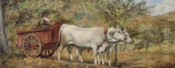 Ox Cart Oil Painting by Frank Duveneck