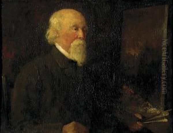 A Portrait Of John Pettie Oil Painting by Frank Duveneck