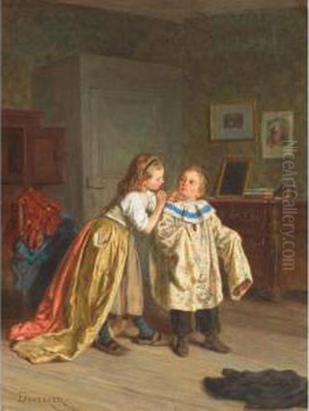 Amateur Theatricals Oil Painting by Theophile-Emmanuel Duverger