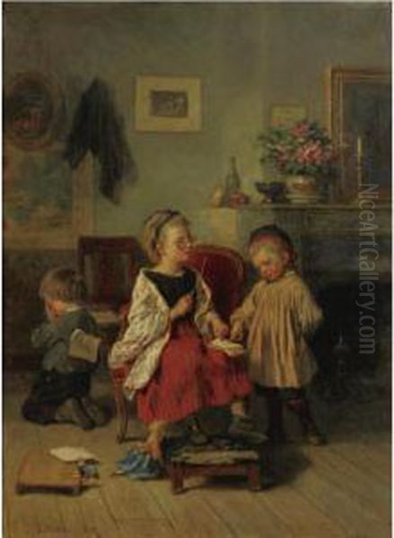 The Stern Teacher Oil Painting by Theophile-Emmanuel Duverger