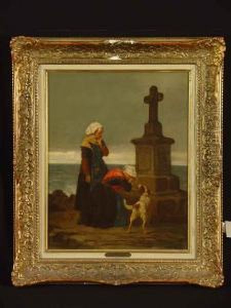 2 Seemannsfrauen Oil Painting by Theophile-Emmanuel Duverger