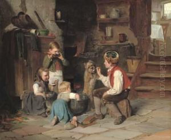 Breakfast Time Oil Painting by Theophile-Emmanuel Duverger