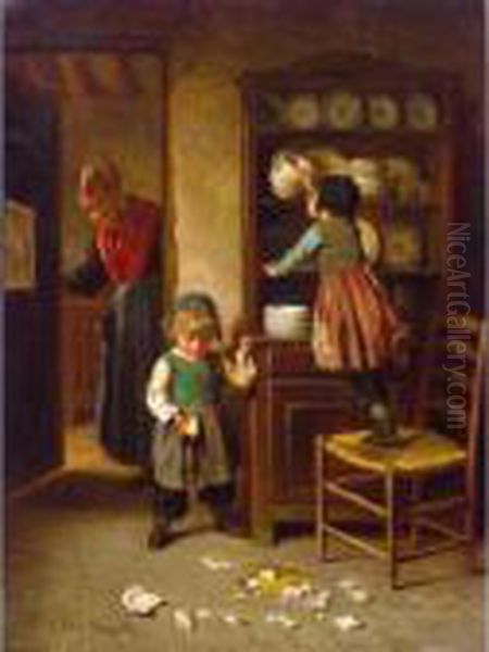 Betises Oil Painting by Theophile-Emmanuel Duverger