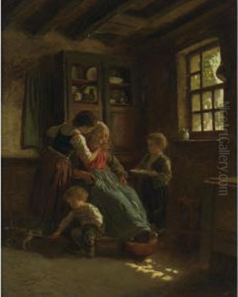 Granny's Rest Oil Painting by Theophile-Emmanuel Duverger