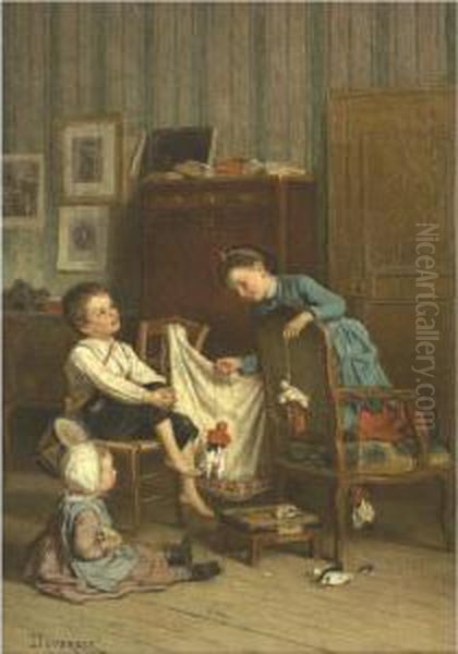 The Puppet Show Oil Painting by Theophile-Emmanuel Duverger