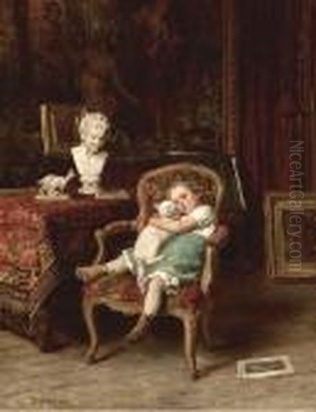 Best Friends Oil Painting by Theophile-Emmanuel Duverger