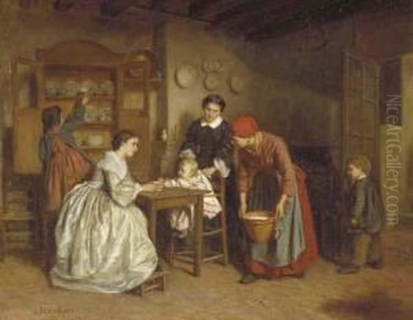 Petit Dejeuner Oil Painting by Theophile-Emmanuel Duverger