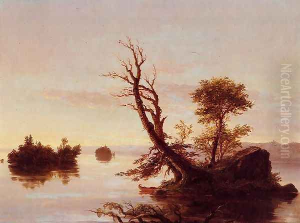 American Lake Scene, 1844 Oil Painting by Thomas Cole