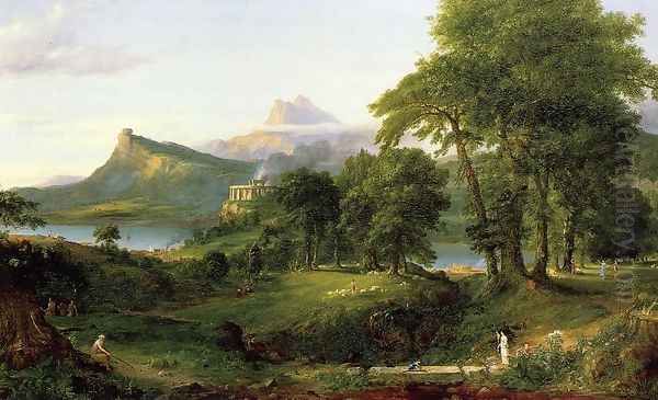 The Course of Empire, The Arcadian or Pastoral State Oil Painting by Thomas Cole