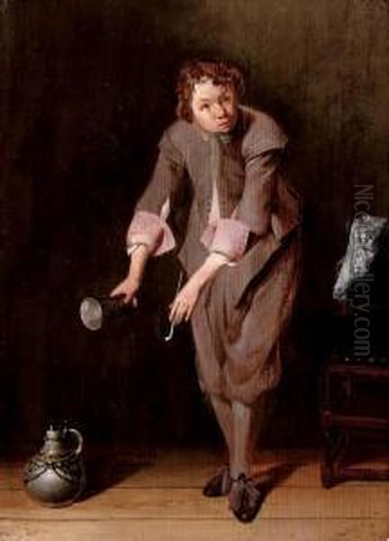 A Youth Holding A Silver Cup And A Pipe Oil Painting by Willem Cornelisz. Duyster