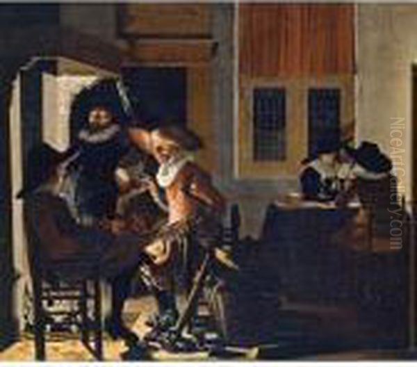 Soldiers In A Guardroom Oil Painting by Willem Cornelisz. Duyster