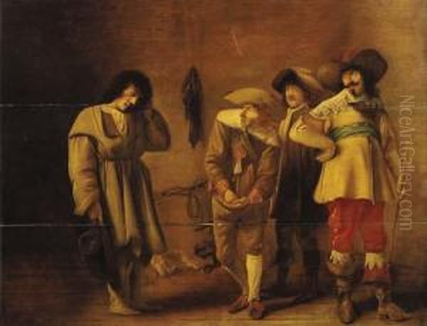 A Youth Mocked By Officers In A Guardroom Oil Painting by Willem Cornelisz. Duyster