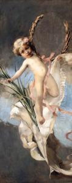 The Guardian Angel Oil Painting by Franz Dvorak