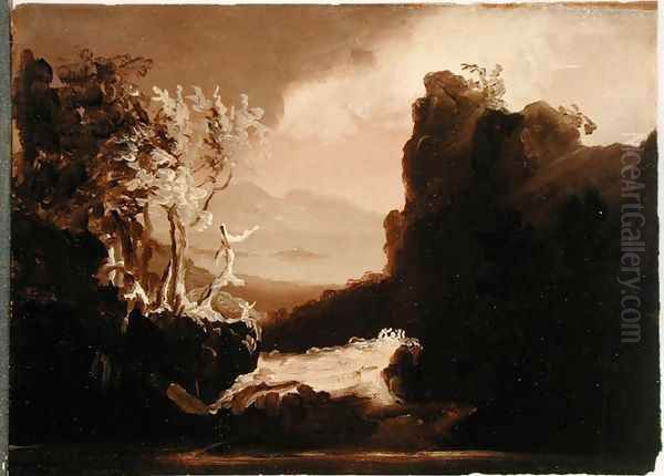 Romantic Landscape (Last of the Mohicans), 1827 Oil Painting by Thomas Cole