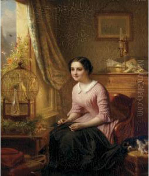 The Canary's Song Oil Painting by Josephus Laurentius Dyckmans