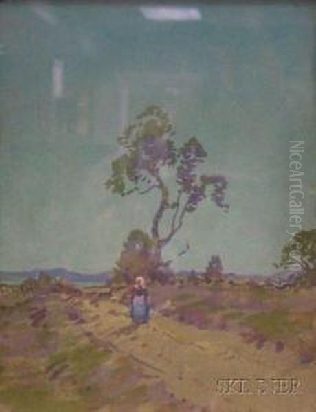 Woman On A Path Oil Painting by Hezekiah Anthony Dyer