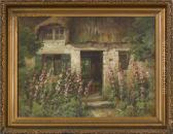 Cottage Scene Oil Painting by Hezekiah Anthony Dyer