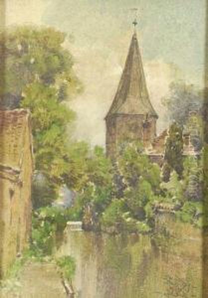 The Village Church Oil Painting by Hezekiah Anthony Dyer