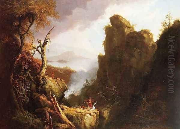 Indian Sacrifice Oil Painting by Thomas Cole