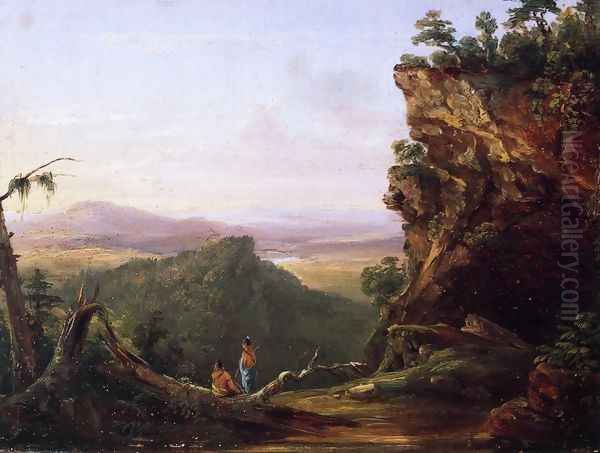 Indians Viewing Landscape Oil Painting by Thomas Cole