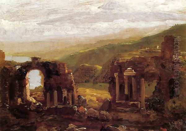 The Ruins of Taormina (sketch) Oil Painting by Thomas Cole