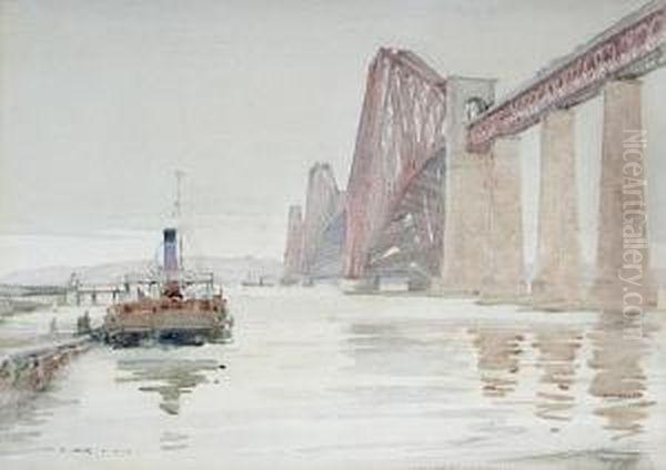 The Forth Rail Bridge, Near Edinburgh Oil Painting by Robert Eadie