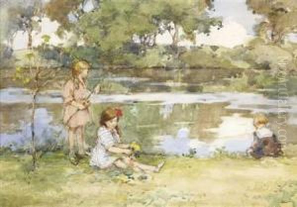 Fishing For Tiddlers Oil Painting by Robert Eadie