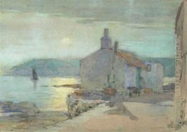 Sunset At Pittenweem Bay, Fife Oil Painting by Robert Eadie