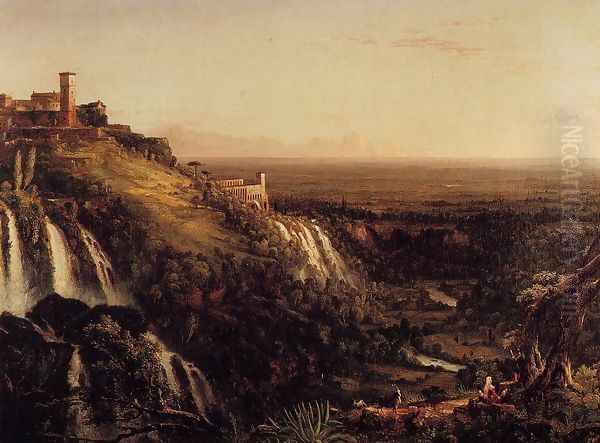 The Cascatelli, Tivoli, Looking Towards Rome Oil Painting by Thomas Cole